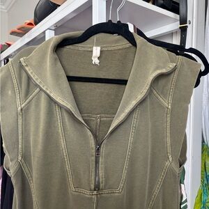 Anthropologie Olive Green Zip-Up Sleeveless Dress